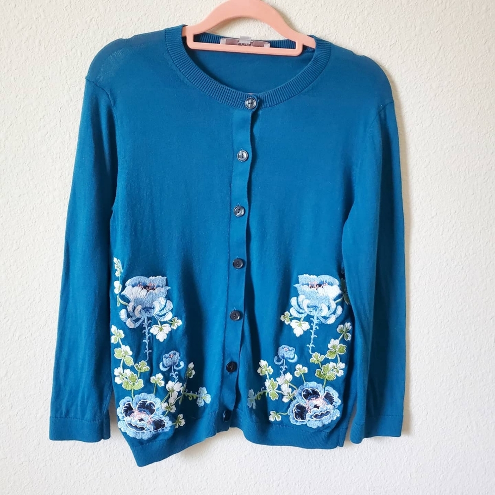 Loft Blue Floral Cardigan